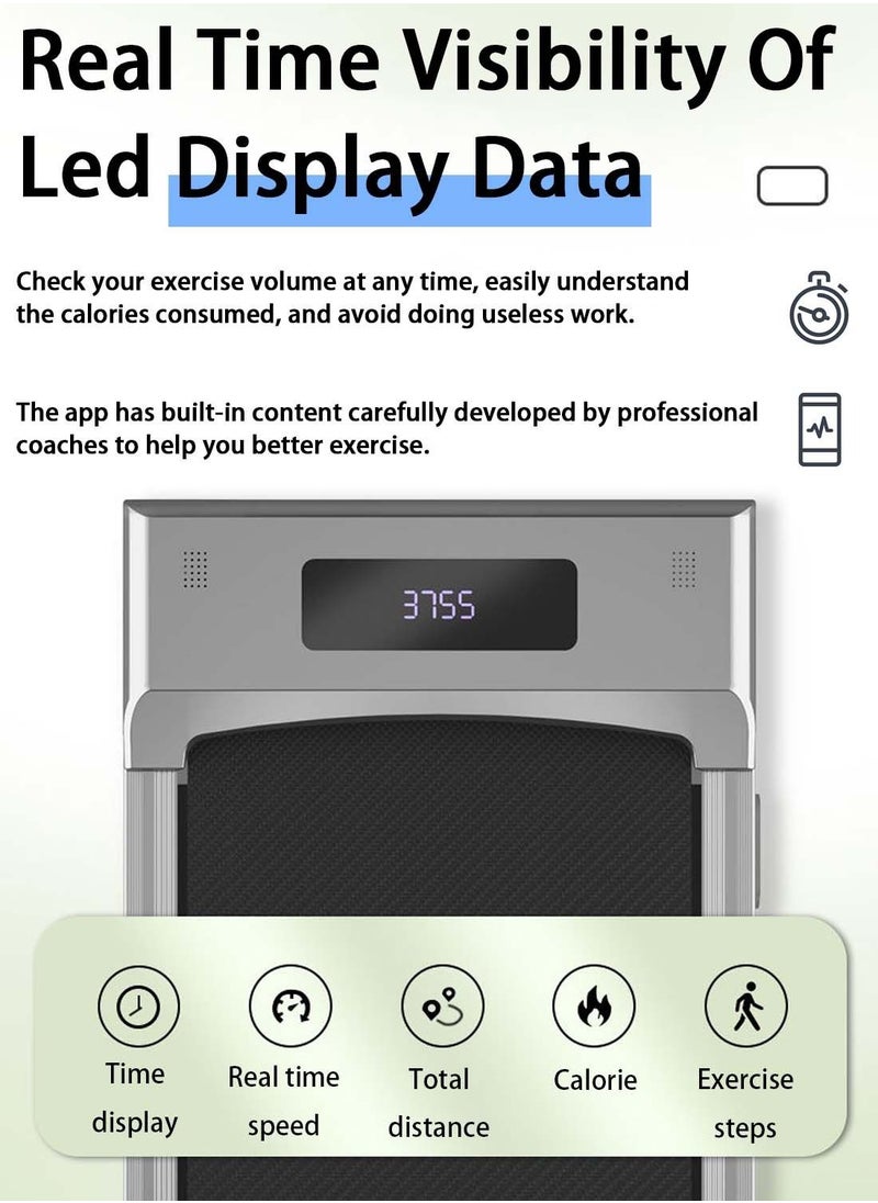 Viden - Home Electric Treadmill Walking Machine Remote Control Speed Maximum Speed 8KM/ h Maximum Load 100KG Without Installation Stored Under The Sofa or Bed Bluetooth Suitable For Office And Home Use - Image 1