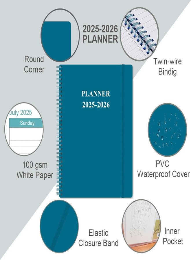 Yaridar 2025-2026 Planner - 8.5" x 11" Weekly Monthly Planner from July 2025 to June 2026 with 12 Monthly Tabs, Inner Pocket, Elastic Closure, Teal - Image 2