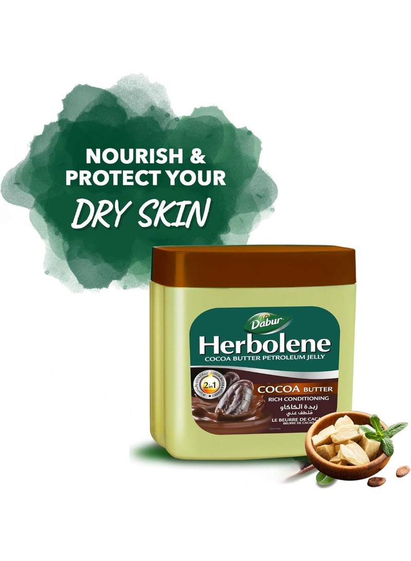 Dabur Herbolene Cocoa Butter Petroleum Jelly (2 x 225 ml) | Enriched with Cocoa Butter and Vitamin E | For Repairing Dry Rough Skin & Chapped Lips | - Image 3