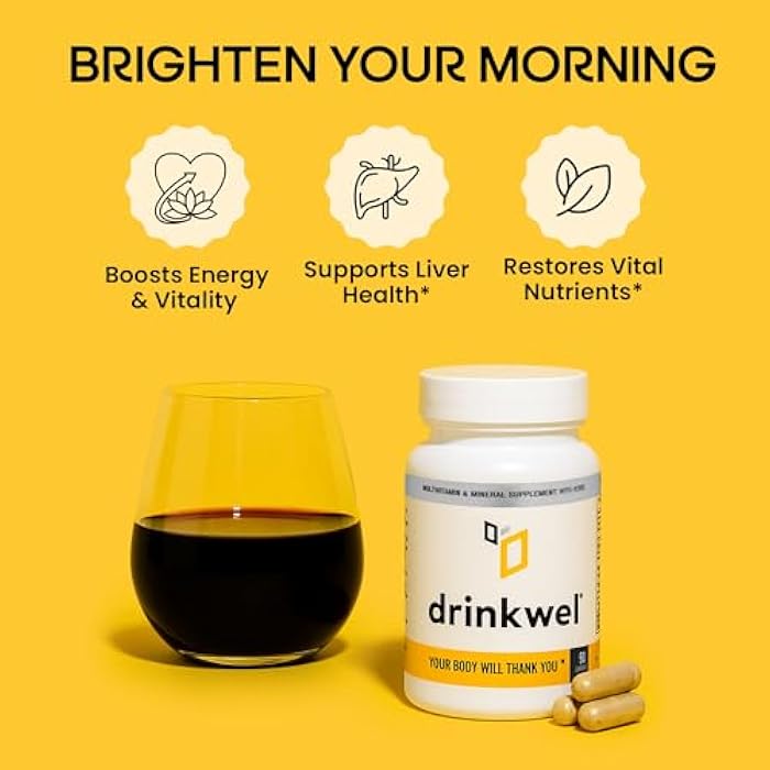 drinkwel for Better Mornings - Premium Multivitamin Supplement - Liver Support & Immune Support- Milk Thistle, Vitamin C, Zinc, Magnesium - 90 Count - Single Bottle - Image 2