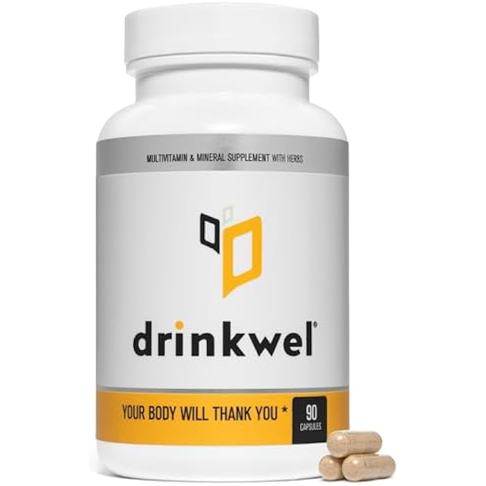drinkwel for Better Mornings - Premium Multivitamin Supplement - Liver Support & Immune Support- Milk Thistle, Vitamin C, Zinc, Magnesium - 90 Count - Single Bottle - Image 1