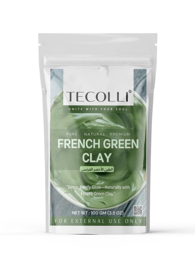 French Green Clay Powder| Montmorillonite |for Skincare Face Masks, Face Scrubs, Body Cleansers| Pure & Natural Detoxifier For All Skin Types | 100 gm