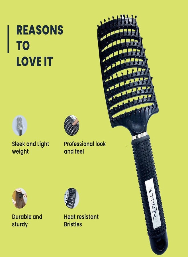 N Treck Venting Detangler Hair Scalp Massage Comb Hair Brush | With Solf Flexible Nylon Bristles | Suitable for All Hair Type for Men & Women | Pack of 1, Black - Image 5