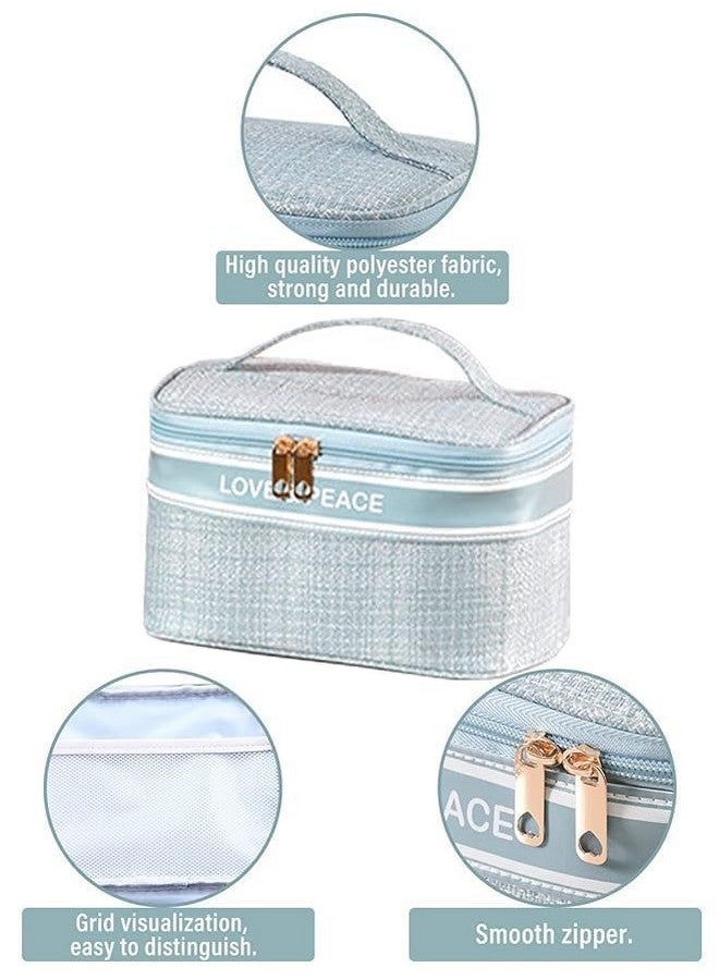 Ncry Makeup Travel Pouch, Cosmetic Bag, Travel kit Pouch for Toiletries, Brushes and Cosmetics - Set of 3 - Love & Peace (Sky Blue) - Image 4