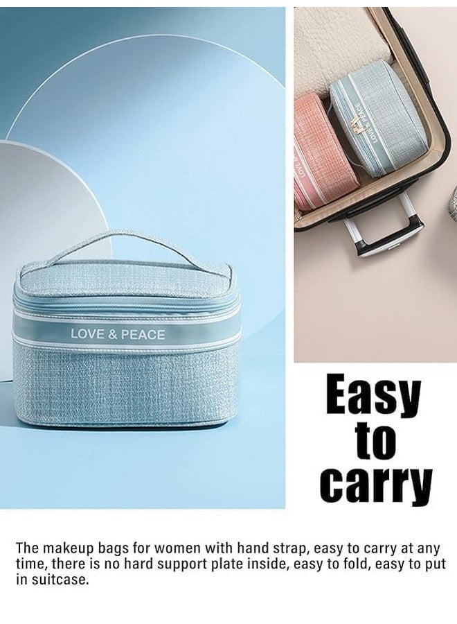 Ncry Makeup Travel Pouch, Cosmetic Bag, Travel kit Pouch for Toiletries, Brushes and Cosmetics - Set of 3 - Love & Peace (Sky Blue) - Image 5