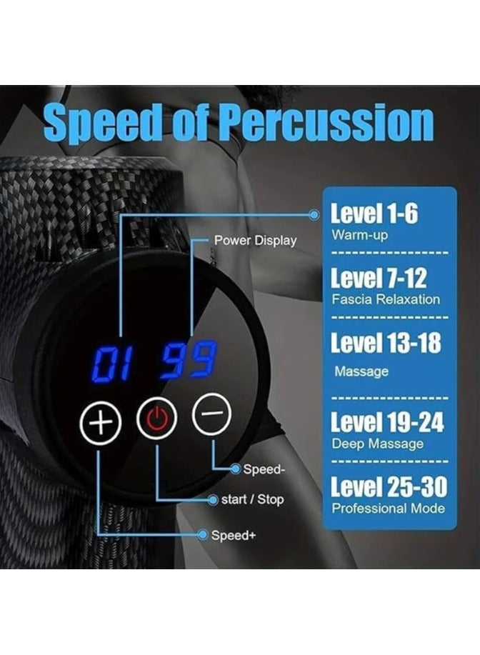 OHAHO Handheld Cordless Massage Gun Deep Tissue Percussion Massager with LED Touch Screen 6 Massage Heads & 30 Speeds for Legs Back Body Pain Relief and Soreness Recovery  - Image 2