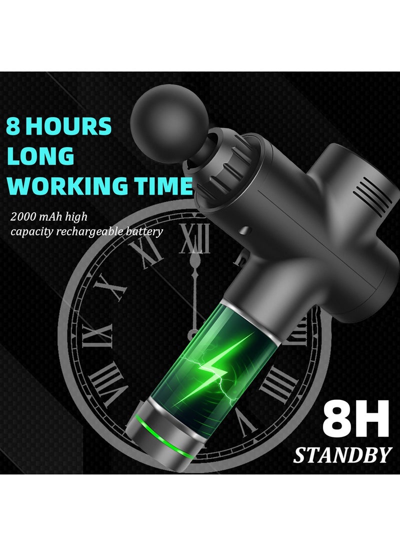 OHAHO Handheld Cordless Massage Gun Deep Tissue Percussion Massager with LED Touch Screen 6 Massage Heads & 30 Speeds for Legs Back Body Pain Relief and Soreness Recovery  - Image 3