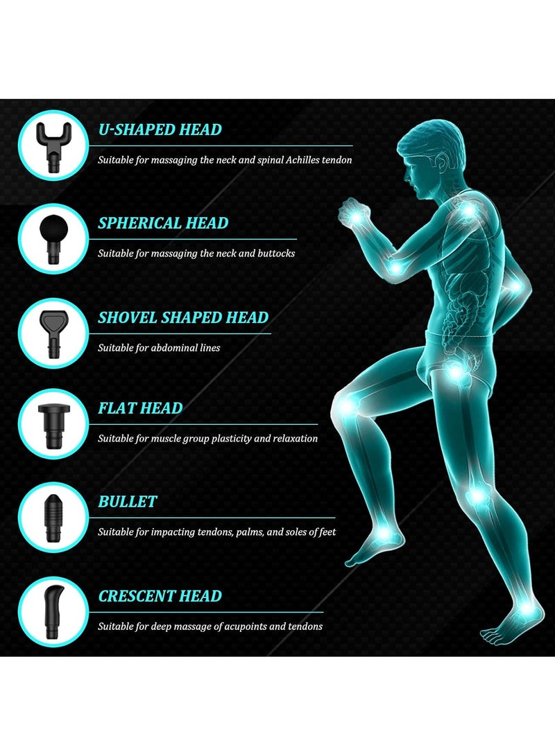 OHAHO Handheld Cordless Massage Gun Deep Tissue Percussion Massager with LED Touch Screen 6 Massage Heads & 30 Speeds for Legs Back Body Pain Relief and Soreness Recovery  - Image 5