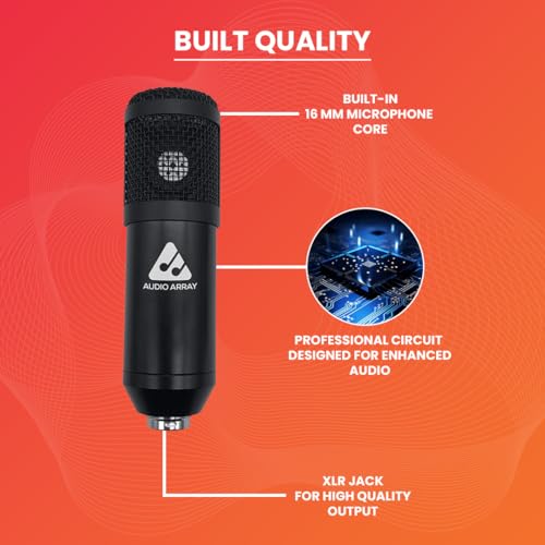 Audio Array AM-C39 XLR to 3.5mm Condenser Microphone Kit | Tripod, 2M Cable & Foam Filter | Compatible with Audio Interface, Mixer | Recording, Podcast, Streaming, Home Studio (Black) - Image 2