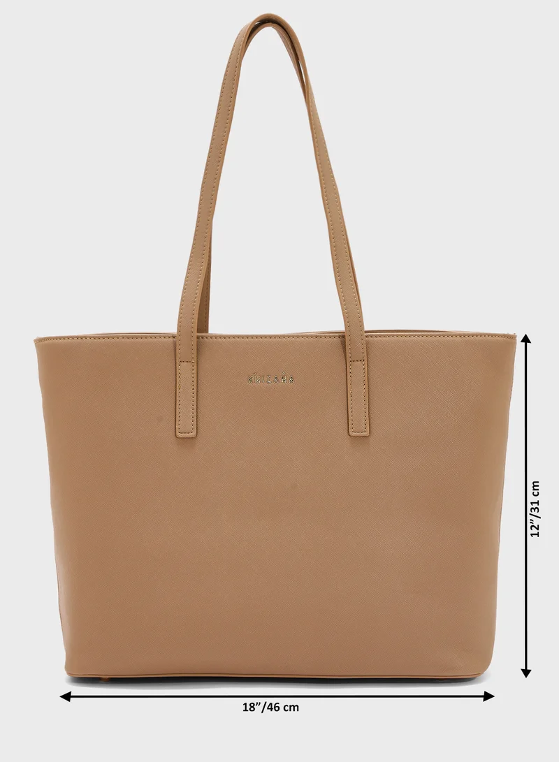 Khizana Carry All Tote Bag With Laptop Sleeve , Bottle Holder & Card Holder