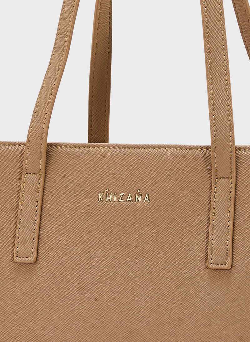Khizana Carry All Tote Bag With Laptop Sleeve , Bottle Holder & Card Holder