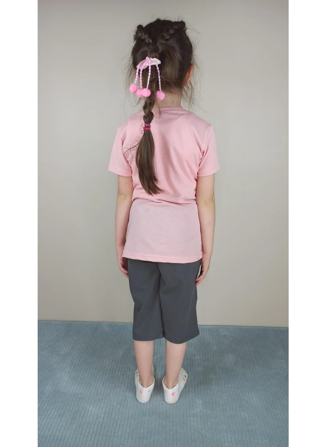 Bluence Girl Waitress Cotton Pink Capri Set