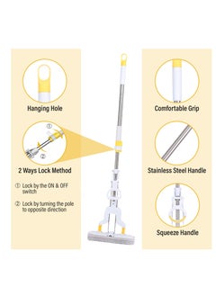 Zalcoon Magic PVA Folding Sponge Self Squeeze Mop with 2 Super Absorbent PVA Sponge Refills, 2 Mop Slippers & 1 Mop Holder |Household Cleaning Tool for Kitchen, Hardwood, Multi-Surface Hard Floors  - Image 5