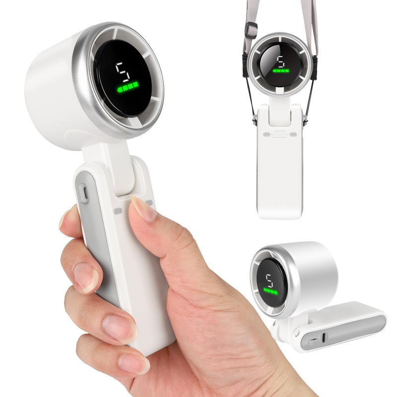 Portable Handheld Turbo Fan for Travel 5 Gear Wind Up to 12 Working Hours 3IN1 Handheld Mini Fan with Air Turbo Tech Cooling Perfect Personal Rechargeable Pocket Fan for Outdoor Activities