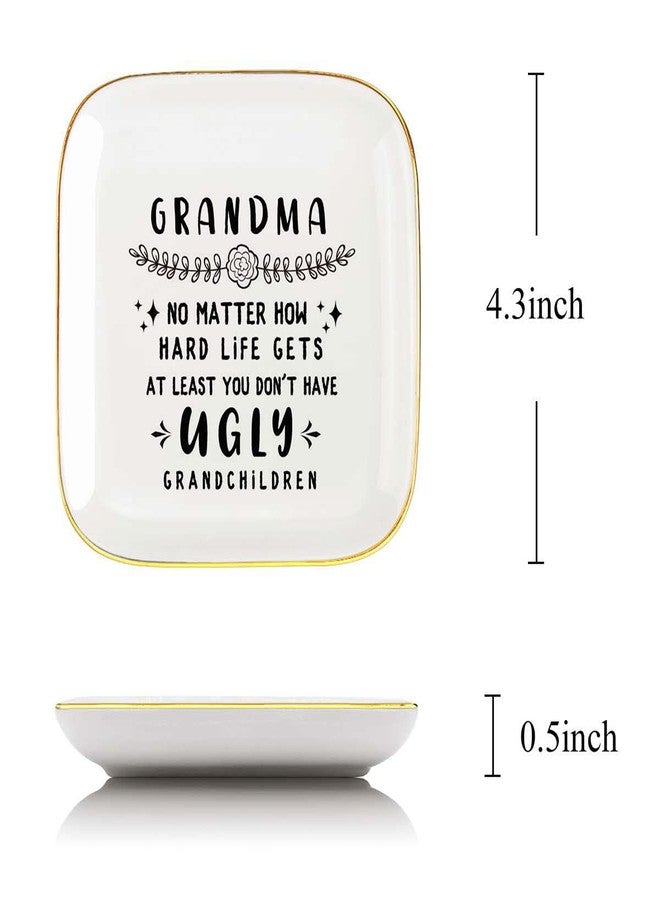 Littlefa To My Grandma saying Ceramic Ring Dish Decorative Jewelry Tray for Grandma, Unique Grandma Birthday Christmas Meaningful Gifts for Grandma from Grandchild - UGLY - Image 2
