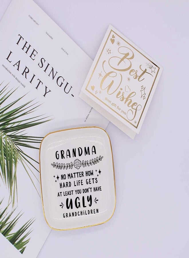 Littlefa To My Grandma saying Ceramic Ring Dish Decorative Jewelry Tray for Grandma, Unique Grandma Birthday Christmas Meaningful Gifts for Grandma from Grandchild - UGLY - Image 3