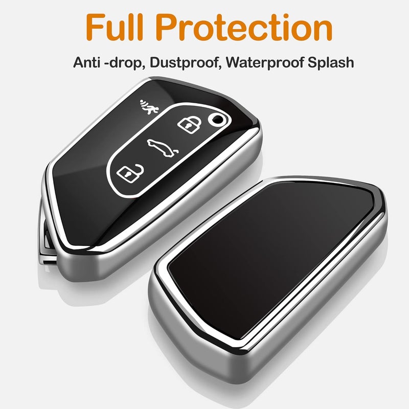 Sindeda Key Fob Cover for Volkswagen with Keychain - Soft Full Protection for VW MK8 Golf/GTI and Skoda Octavia (Silver) - Image 3