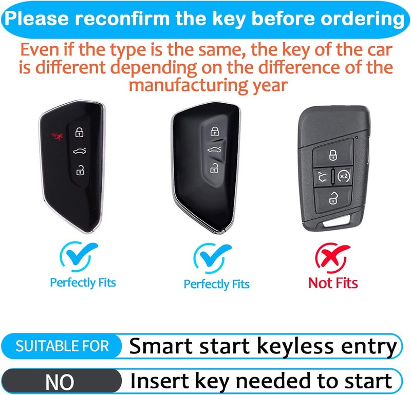 Sindeda Key Fob Cover for Volkswagen with Keychain - Soft Full Protection for VW MK8 Golf/GTI and Skoda Octavia (Silver) - Image 2