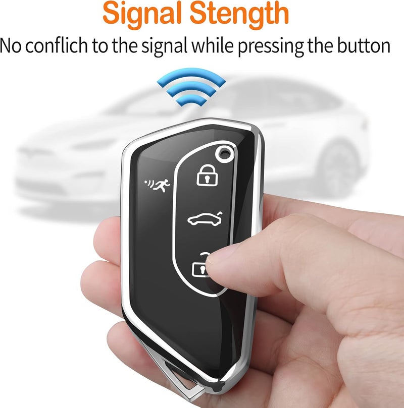 Sindeda Key Fob Cover for Volkswagen with Keychain - Soft Full Protection for VW MK8 Golf/GTI and Skoda Octavia (Silver) - Image 5