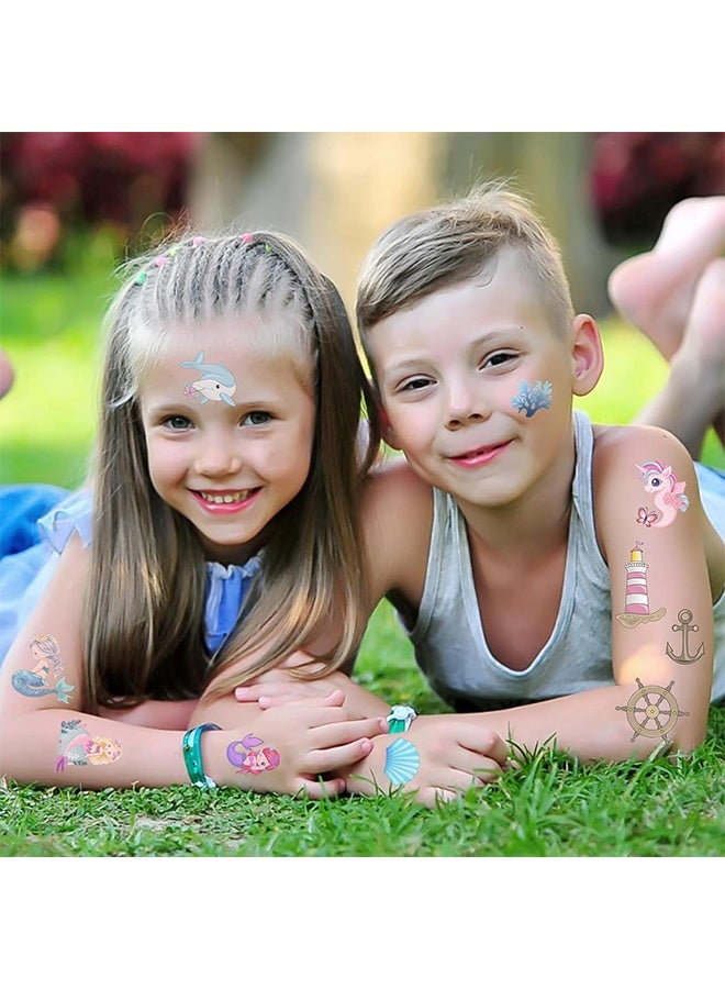 Organizer Glitter Temporary Tattoo for Girls, 12 Sheets Mermaid Unicorn Tattoo Stickers for Kids, Waterproof Fake Tattoos for Birthday Party Favors Supplies - Image 2