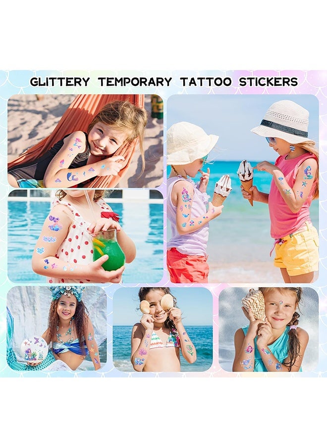 Organizer Glitter Temporary Tattoo for Girls, 12 Sheets Mermaid Unicorn Tattoo Stickers for Kids, Waterproof Fake Tattoos for Birthday Party Favors Supplies - Image 5