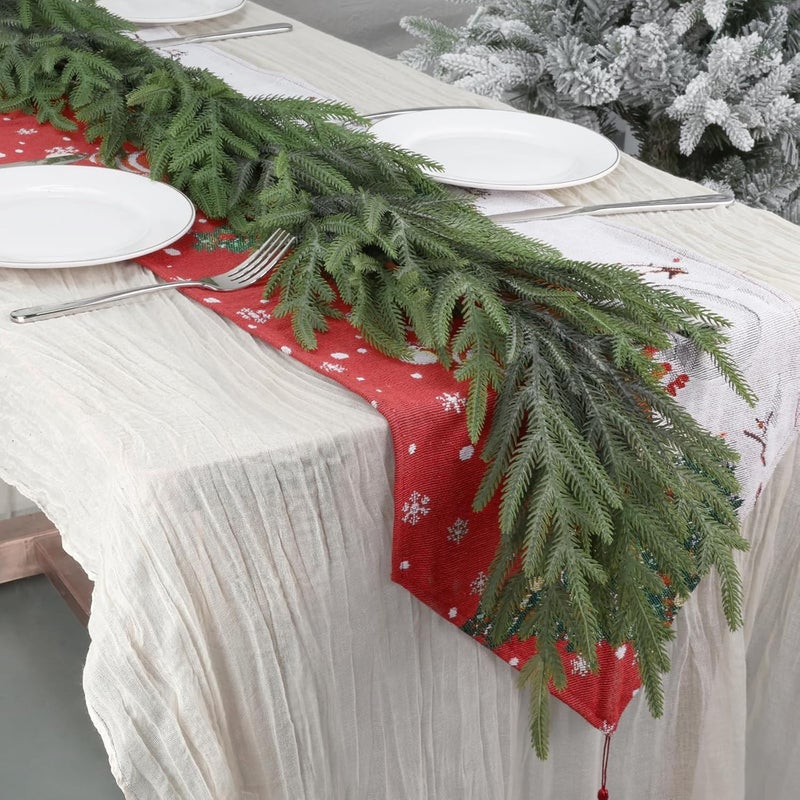Artgar Pine Garland - 6Ft Christmas Garland - Pine Garland Realistic - Artificial Green Cedar Garlands Christmas Decorations for Home Mantel Stairs Dining Table Christmas Decor (White-Green) - Image 1