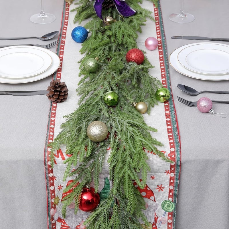 Artgar Pine Garland - 6Ft Christmas Garland - Pine Garland Realistic - Artificial Green Cedar Garlands Christmas Decorations for Home Mantel Stairs Dining Table Christmas Decor (White-Green) - Image 4