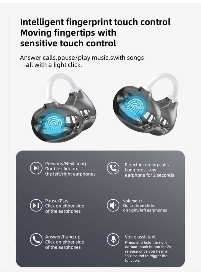 ZIPFORCE J80 True Open Ear  Clip Wireless Earbuds - Bluetooth 6.0, Skin Tone, Lightweight Comfort Clip Design OWS Earphones for Sports & Fitness，Silver - Image 3