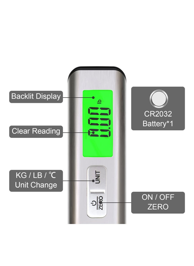 SYOSI - Handheld Luggage Scales, Weight Scale Heavy Duty 50 kg/110 lbs Handheld Digital Portable Travel Backpack Scale with Hook for Baggage Suitcases in Airport, Target Setting/Overweight Alert - Image 1