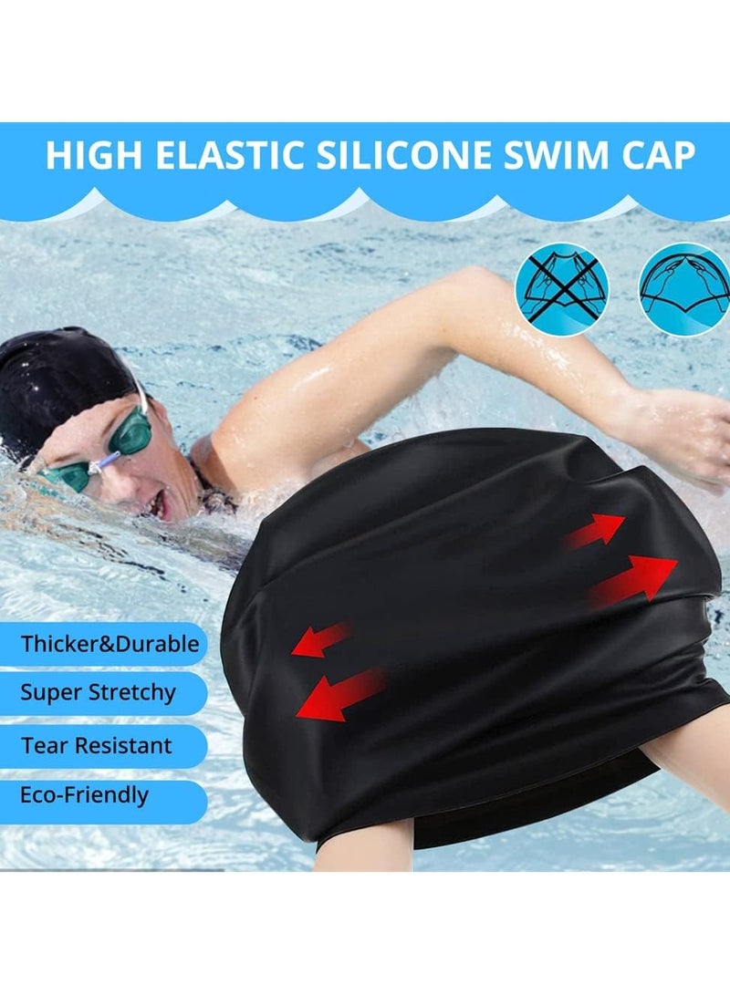 PYC Women's Silicone Swimming Cap for Long Hair - 3D Ergonomic Design, Extra Large for Adults - Keeps Hair Dry - With Ear Plug and Nose Clip - Image 3