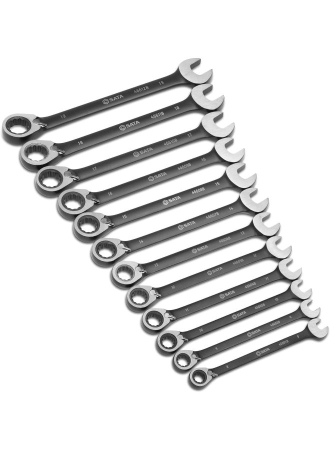 ساتا طقم مفاتيح ربط مترية قابلة للعكس SATA المكون من 12 قطعة - إصدار أسود - Image 1