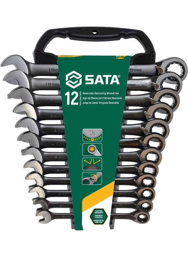 ساتا طقم مفاتيح ربط مترية قابلة للعكس SATA المكون من 12 قطعة - إصدار أسود - Image 5