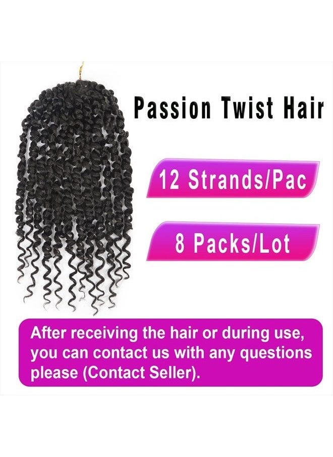 Bileaf - 8 Packs Passion Twist Crochet Hair 10 Inch Short Pre Looped Passion Twist Crochet Braids Bohemian Crochet Hair 1B - Image 1