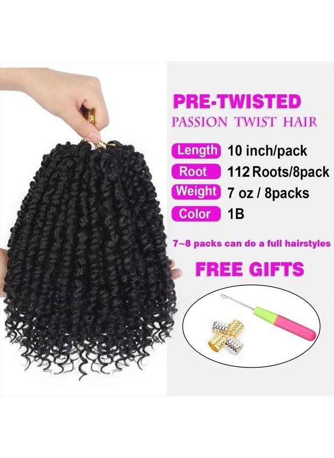 Bileaf - 8 Packs Passion Twist Crochet Hair 10 Inch Short Pre Looped Passion Twist Crochet Braids Bohemian Crochet Hair 1B - Image 1