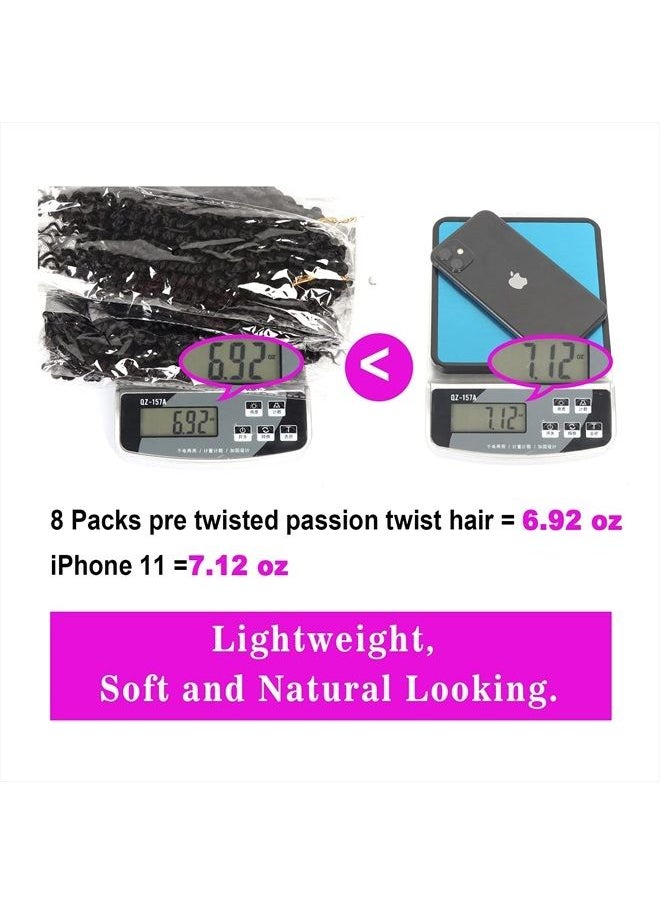 Bileaf - 8 Packs Passion Twist Crochet Hair 10 Inch Short Pre Looped Passion Twist Crochet Braids Bohemian Crochet Hair 1B - Image 1