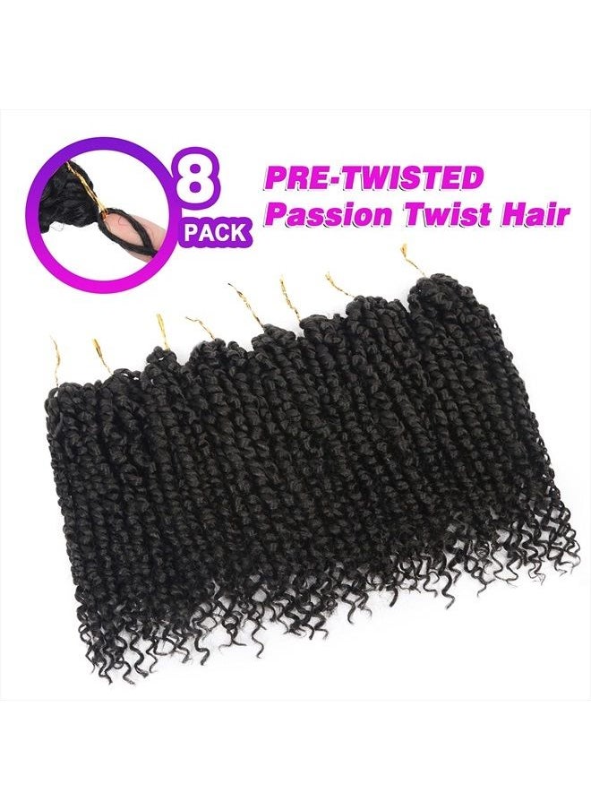 Bileaf - 8 Packs Passion Twist Crochet Hair 10 Inch Short Pre Looped Passion Twist Crochet Braids Bohemian Crochet Hair 1B - Image 1