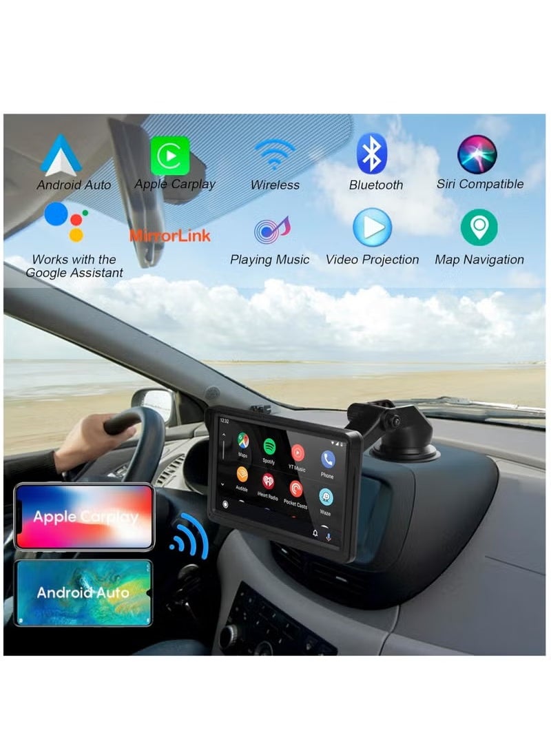 XUTIANZE - CarPlay & Android Auto 7-Inch Car Stereo MP5 Player with Sunshade – Bluetooth 5.1, FM Radio, USB & TF Card, Rear Camera Support – Easy Plug & Play for SUV & Sedan - Image 1