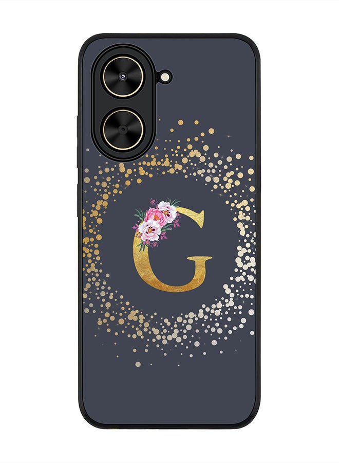 Stylizedd For Xiaomi Poco C71 / Redmi A5 4G Case,Slim fit Camera Protection, Shockproof Thin Phone cover  - Custom Monogram Floral - G  (Grey )