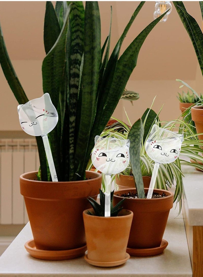 SOLARAE Plant Waterer Plastic Plant Watering Globes Self-Watering Bulbs Large Garden Watering Stakes Automatic Irrigation Device for Indoor Outdoor Plants Hand Blown Clear Glass for Indoor 3 Cats - Image 3