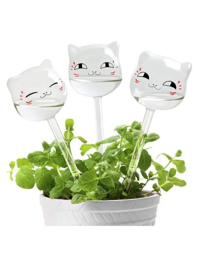 SOLARAE Plant Waterer Plastic Plant Watering Globes Self-Watering Bulbs Large Garden Watering Stakes Automatic Irrigation Device for Indoor Outdoor Plants Hand Blown Clear Glass for Indoor 3 Cats - Image 1