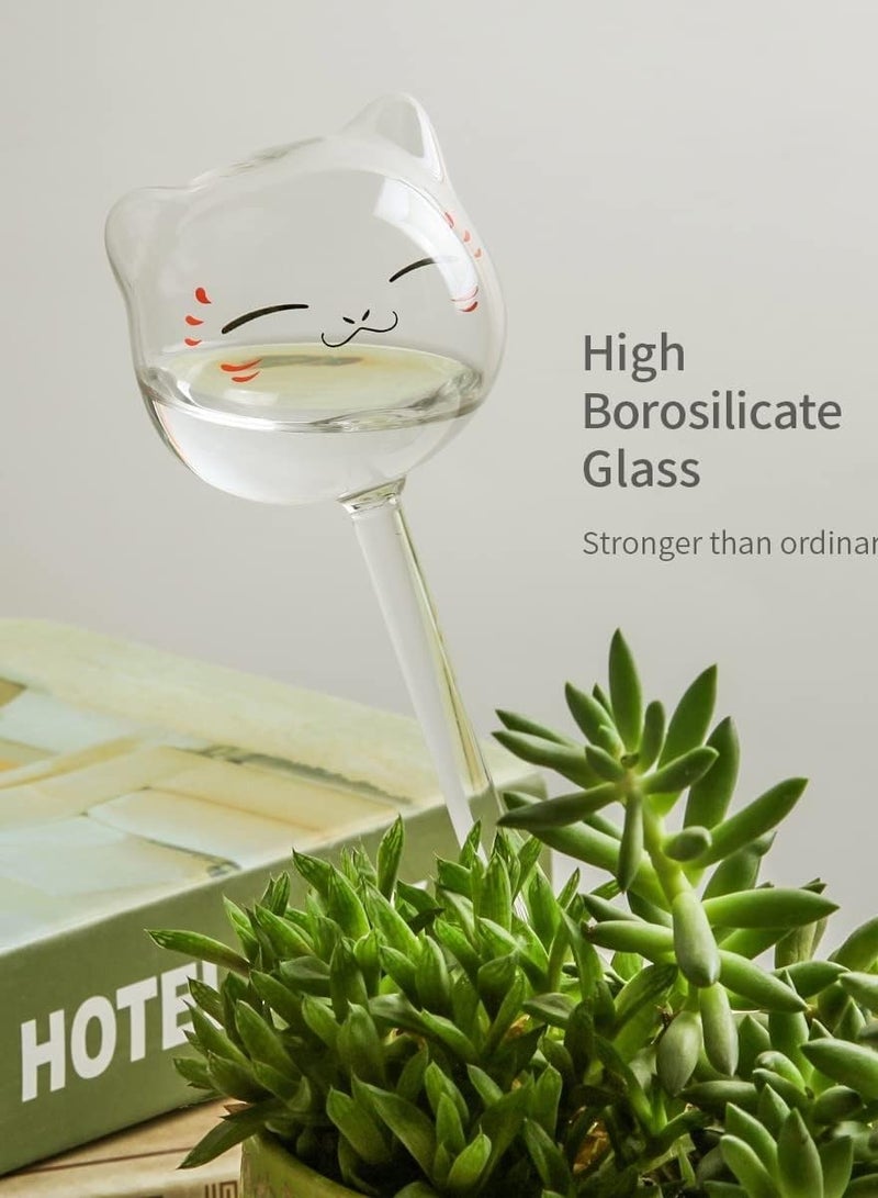 SOLARAE Plant Waterer Plastic Plant Watering Globes Self-Watering Bulbs Large Garden Watering Stakes Automatic Irrigation Device for Indoor Outdoor Plants Hand Blown Clear Glass for Indoor 3 Cats - Image 5