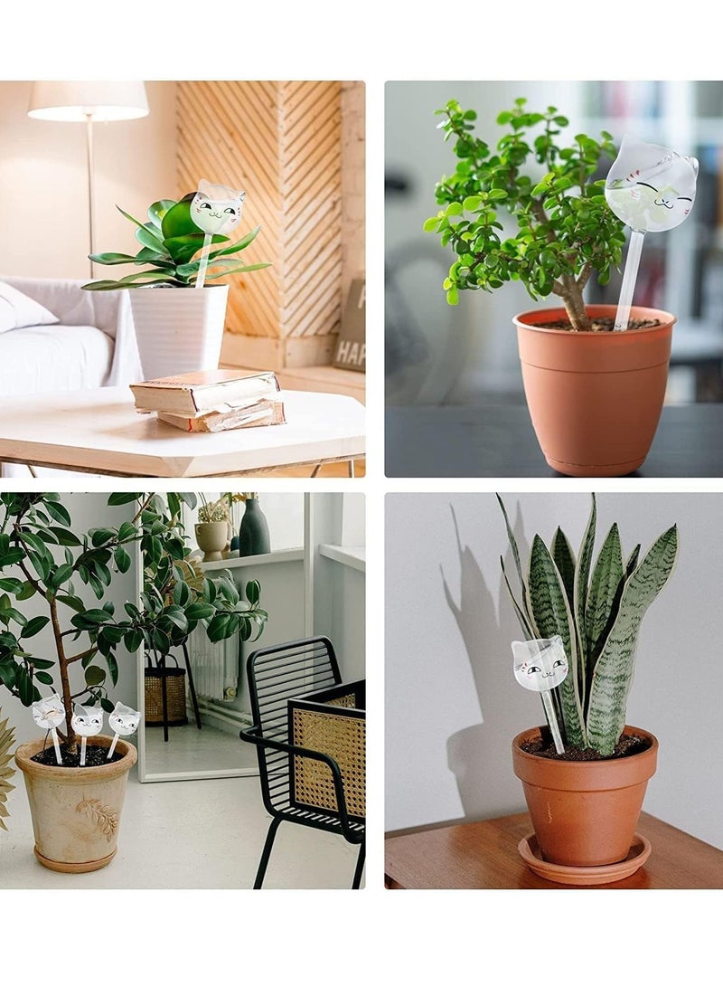 SOLARAE Plant Waterer Plastic Plant Watering Globes Self-Watering Bulbs Large Garden Watering Stakes Automatic Irrigation Device for Indoor Outdoor Plants Hand Blown Clear Glass for Indoor 3 Cats - Image 4