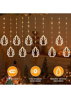 Necomi Ramadan Eid Decoration Curtain String Lights， Led Usb Powered Hanging Fairy Lights With Remote Control For Bedroom Party Holiday Ramadan Decorations 8 Lighting Mode  - Image 4