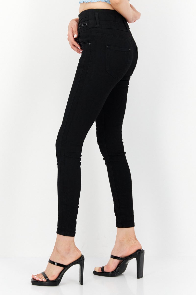 VERO MODA جينز نسائي ضيق بسيط قابل للتمدد، أسود - Image 2