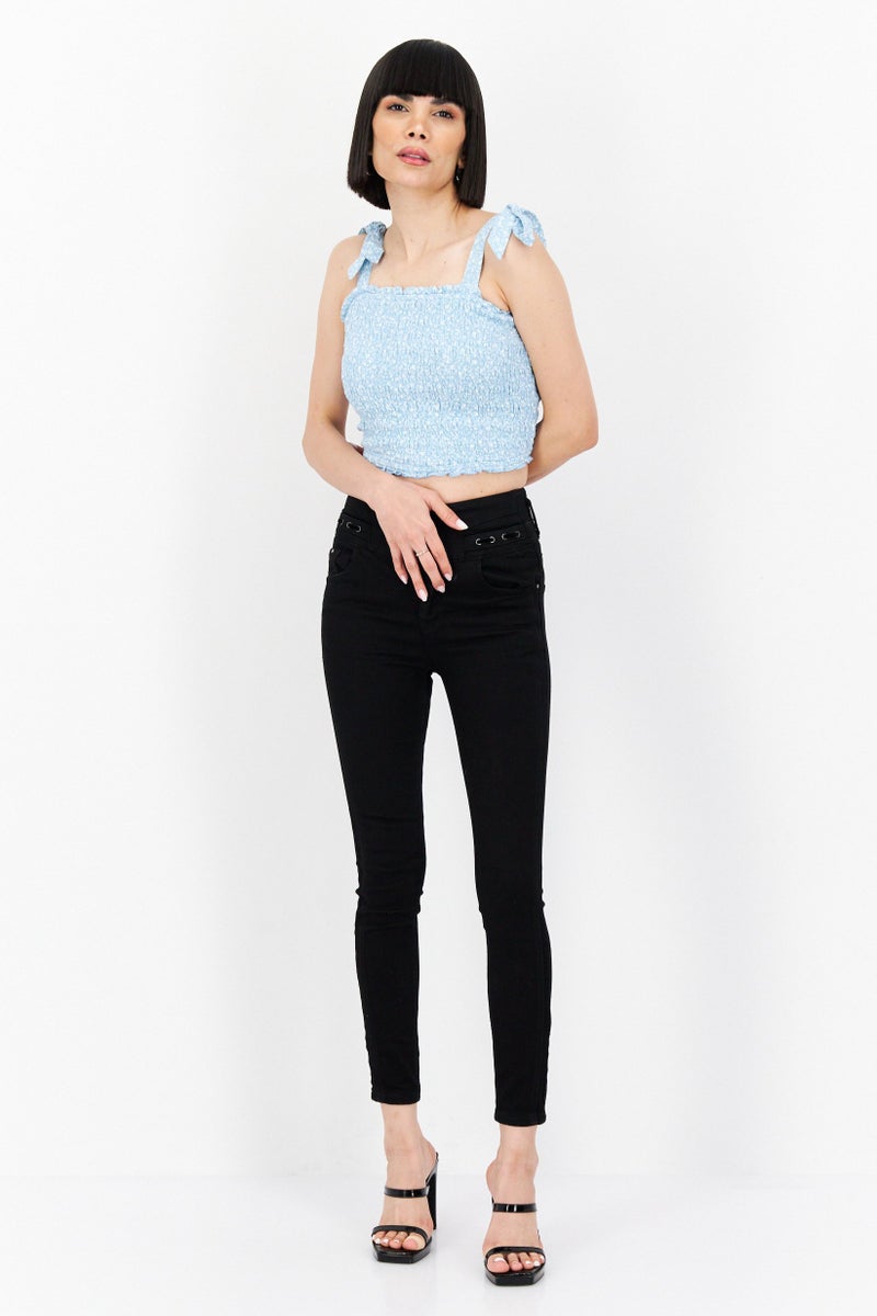 VERO MODA جينز نسائي ضيق بسيط قابل للتمدد، أسود - Image 4