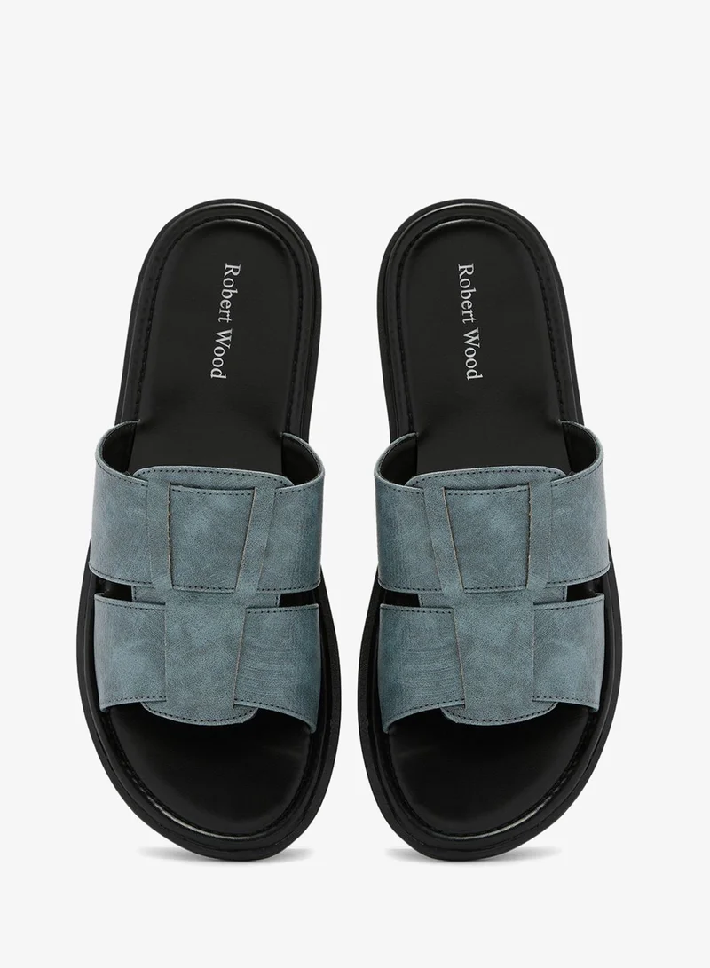 Robert Wood Blue Slider Sandals for Men | Best Price UAE