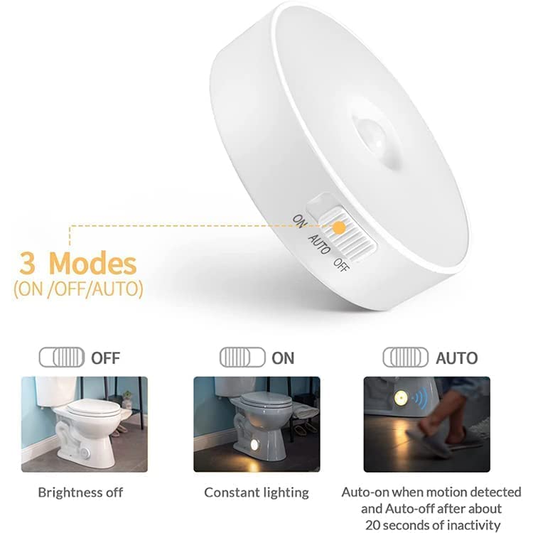 Eloxee Motion Sensor LED Night Light – Wireless, USB Rechargeable, Self-Adhesive & Magnetic Nightlight with Auto/On/Off Modes – Closet, Wardrobe, Hallway, Bedroom & Stairs Light (1) - Image 4