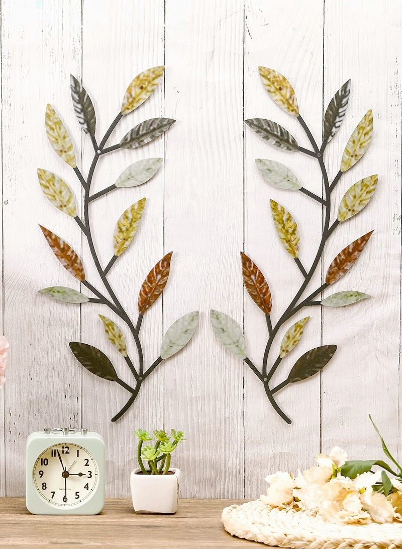 Multicolor Metal Leaf Wall Art Set of 2 for Home Decoration - Image 2