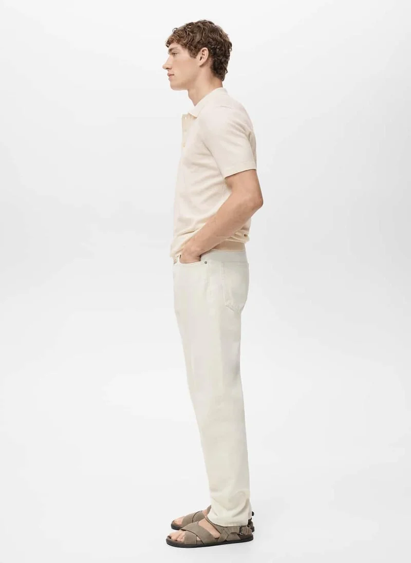 Mango Man Fine-knit cotton polo t- shirt