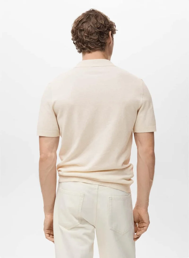 Mango Man Fine-knit cotton polo t- shirt